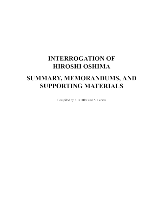 Interrogation of Hiroshi Oshima